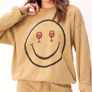 Project Social T Smiley Face Wine Sweatshirt